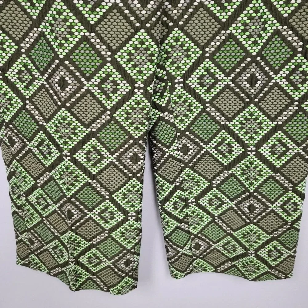 Akris Punto Pants sz 10 Madison Print Jacquard Crop In Agave geometric NWT - Picture 4 of 10
